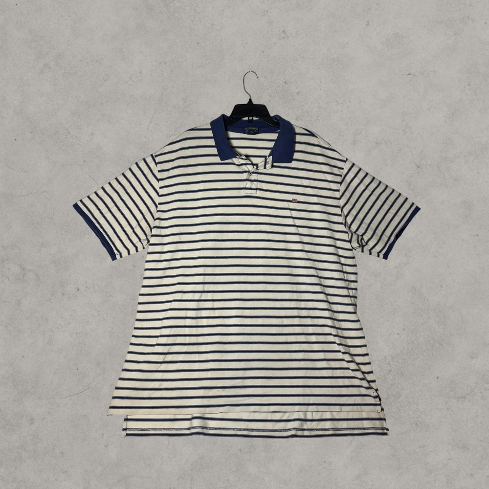 Polo Ralph Lauren Mens Striped Short Sleeve Polo Shirt Navy Cream XL